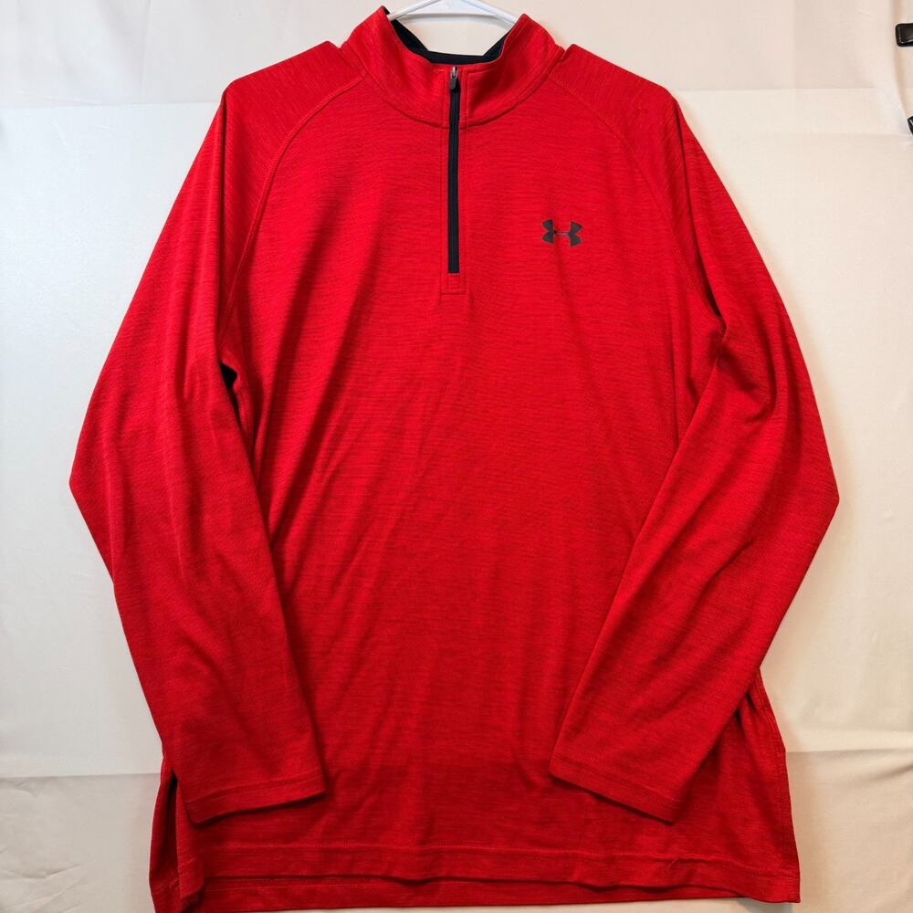 Under Armour 1/4 Zip Pullover Shirt Red Mens Size XL